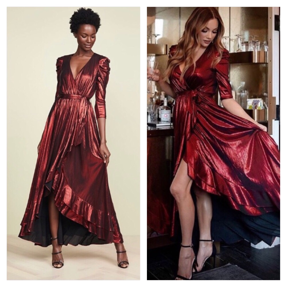 Nwt Retrofete Flora Lam Puffed Sleeves Maxi Dress In Red